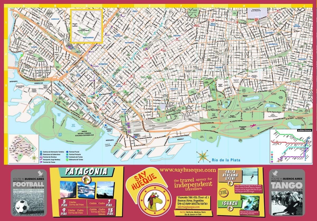 Mapa pieszych wycieczek po Buenos Aires